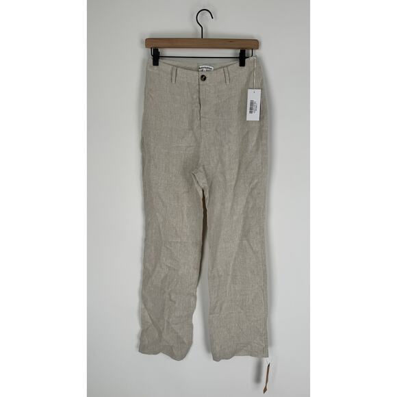 Reformation Freddie Linen Pant Oatmeal Womens Size 4 New Trouser - Picture 1 of 6